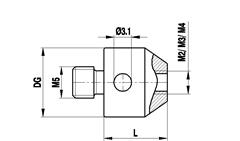 A-5555-0226 Przystawka M5 do M2 ze stali nierdzewnej, dł. 10 mm, do zastosowań Zeiss